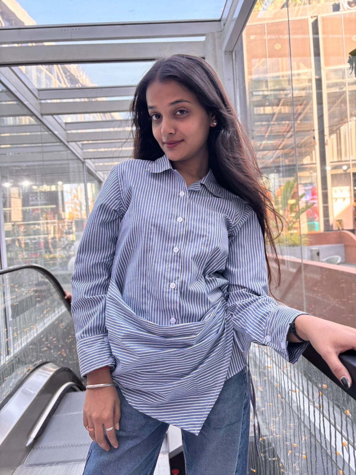 Asymmetric stripted wrap shirt